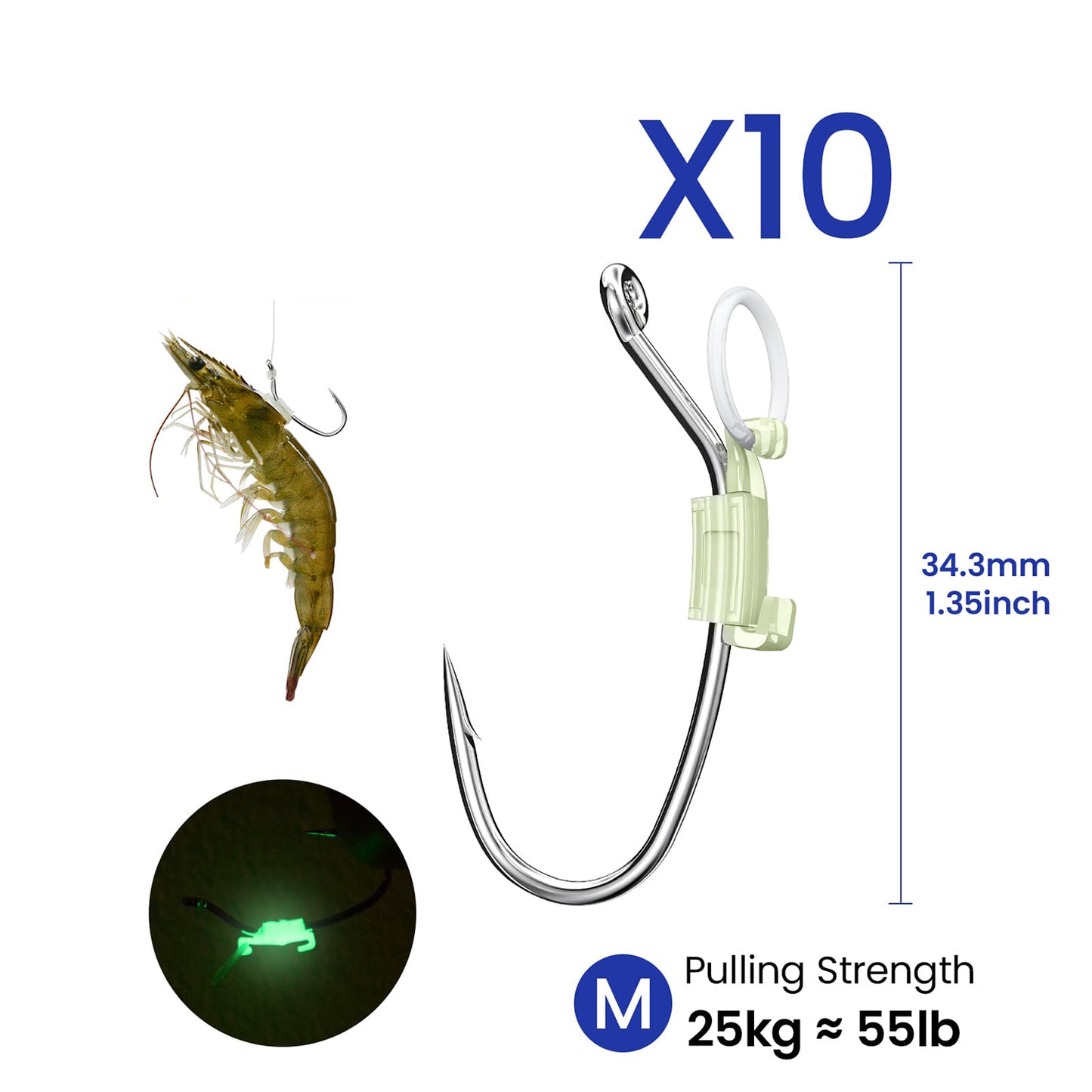 Luminous Live Shrimp Hooks