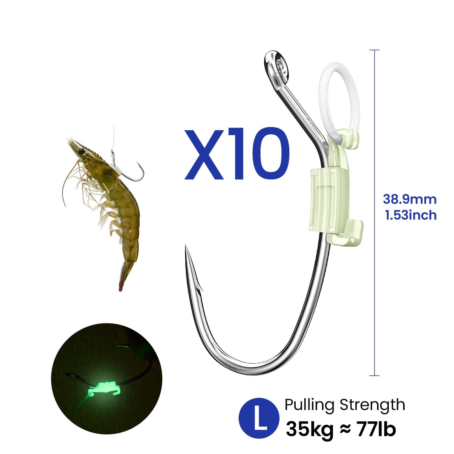 Luminous Live Shrimp Hooks