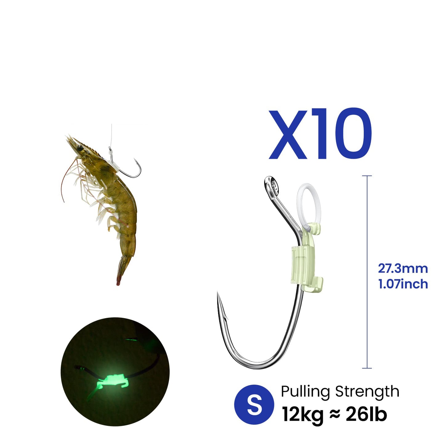 Luminous Live Shrimp Hooks