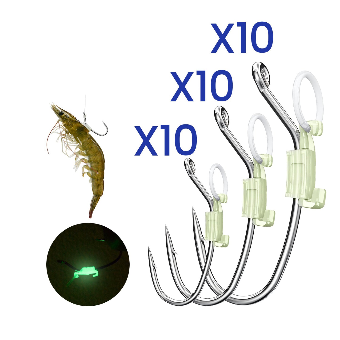 Luminous Live Shrimp Hooks